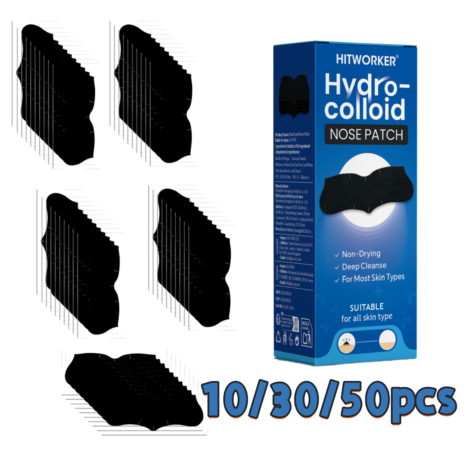 Skincare Acne - Bandes nasales nettoyantes pour pores 10/30/50